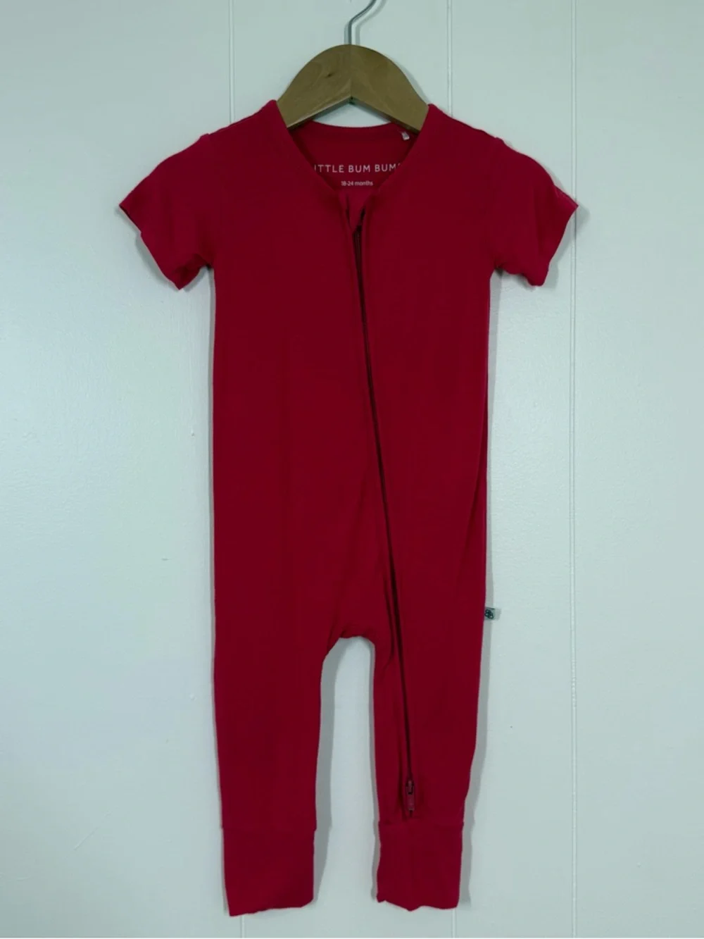 Little Bum Bums Bums & Roses Bamboo Pink Short Sleeve Zip Romper